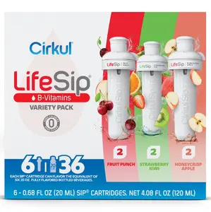 Cirkul LifeSip Flavor Cartridge Variety Pack, Drink Mix, 6-Pack (2 Fruit Punch, 2 Strawberry Kiwi, & 2 Honeycrisp Apple)