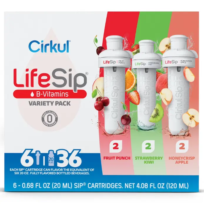 Cirkul LifeSip Flavor Cartridge Variety Pack, Drink Mix, 6-Pack (2 Fruit Punch, 2 Strawberry Kiwi, & 2 Honeycrisp Apple)