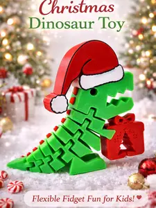 3D Printed Holiday Flexi Rexi | Articulating Christmas Dino Toy