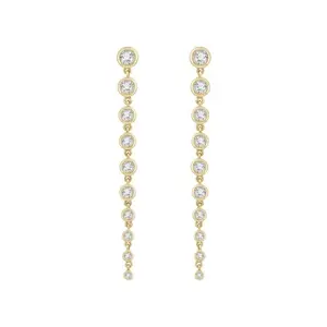 Graduated Gold Diamond Drop Earrings
