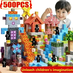 200/300/500PCS Magnetic Building Blocks Random Styles STEM Educational Toys 3D Construction Sensory Learning for Kids 3-8 Boys Girls Holiday Birthday Gift with color Box