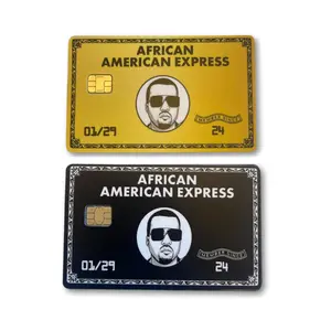2 Pack African American Express Credit Card Skin with Chip in Black/Gold - Credit Card Sticker for use as a Credit Card Skin & Debit Card Skin, Kanye, Funny, Anime, Decal (Black/Gold)