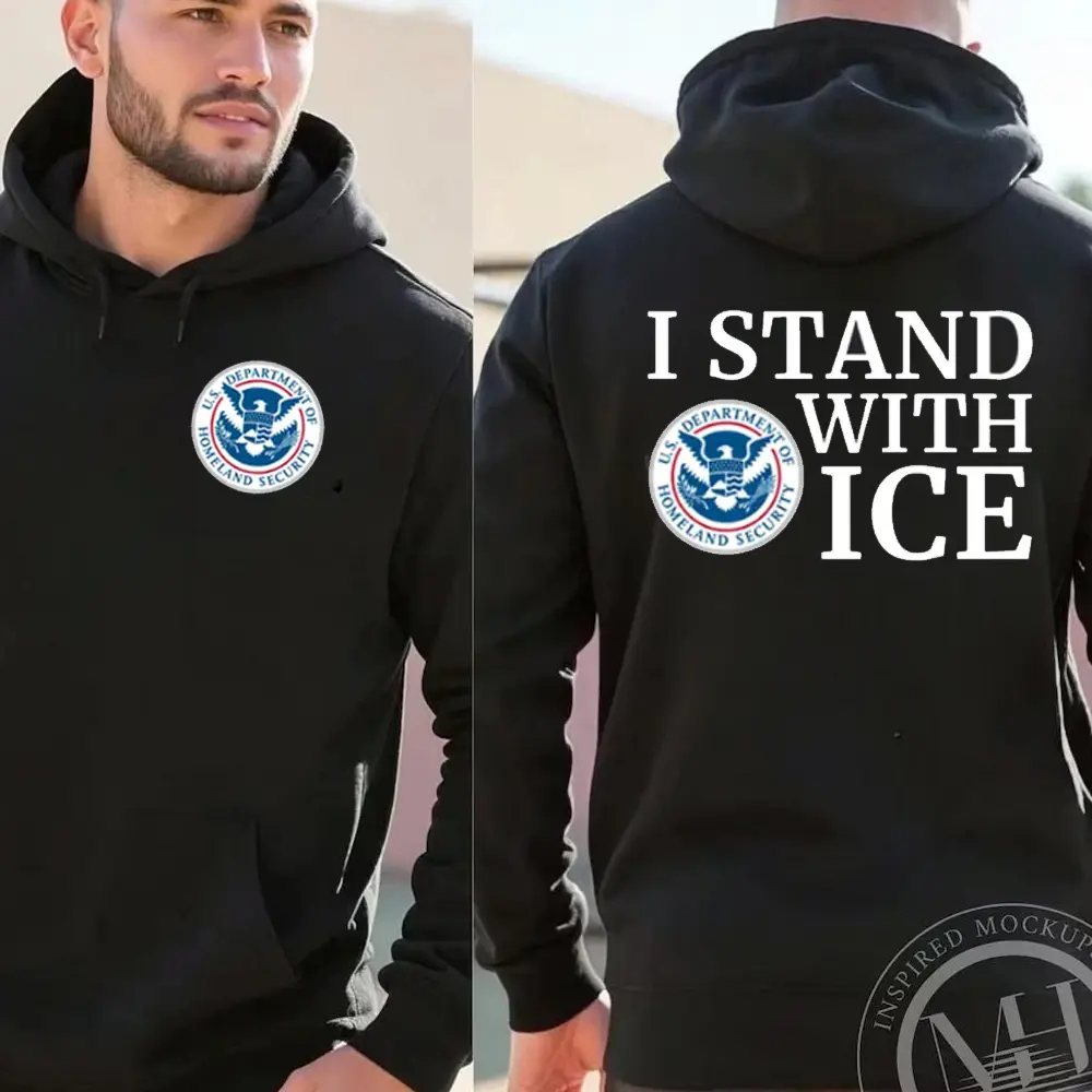 I Stand With ICE Hoodie, USA Homeland Security Support Shirt, American Pride T-Shirt, Support Law Enforcement Tee