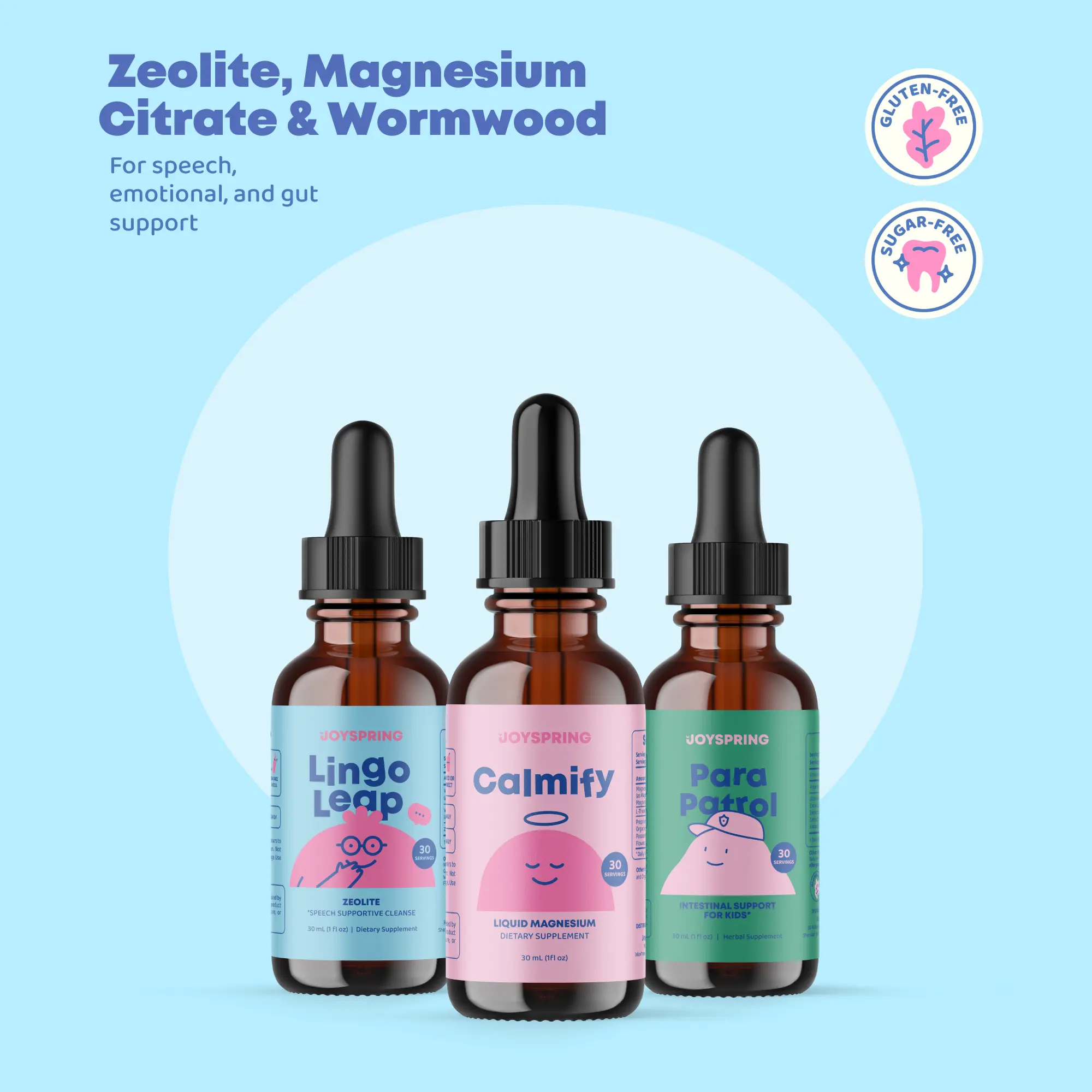 JoySpring Focus, Calm & Gut Support Bundle | LingoLeap + Calmify + Cleanse JoySpring Focus, Calm & Gut Support Bundle | LingoLeap + Calmify + Cleanse