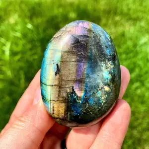 Labradorite Palm Stone - Polished Labradorite Oval Palm Stone - Tumbled Labradorite Crystal