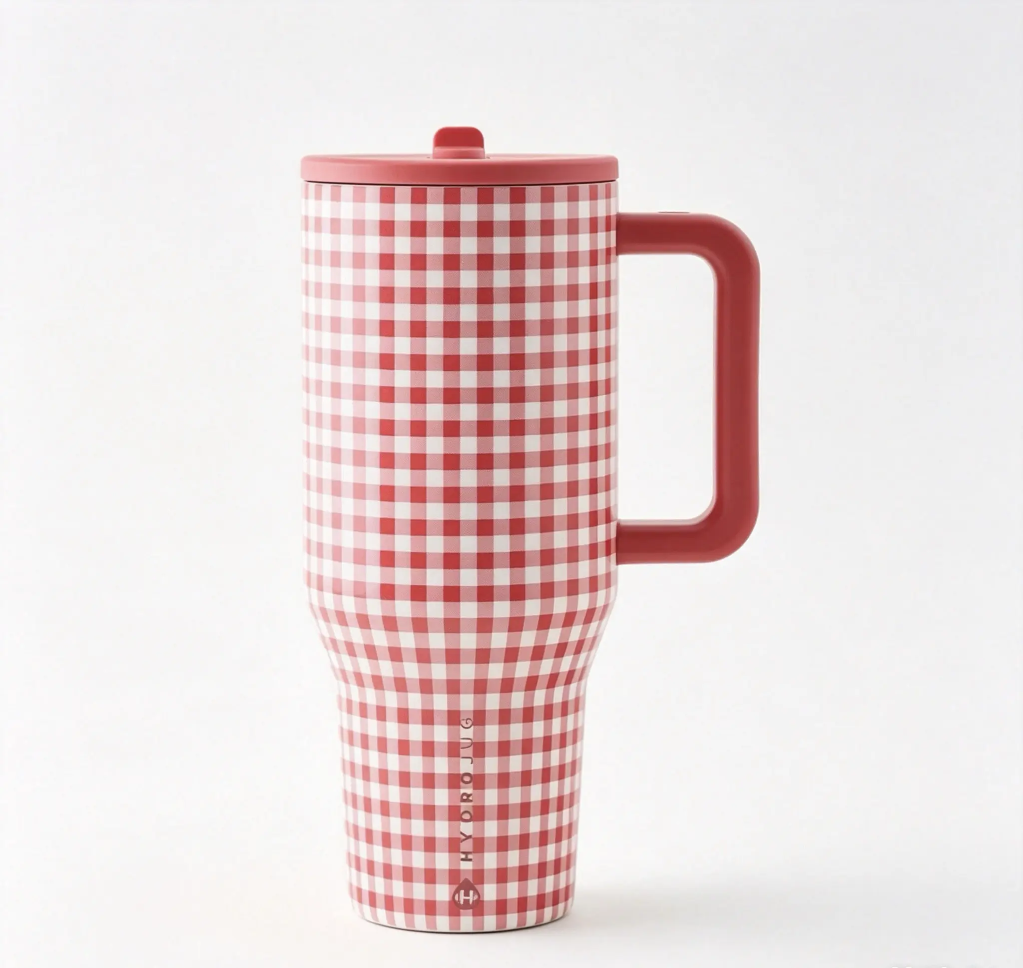Hydrojug 40oz Stainless Steel Insulated Water Bottle, 24 Hours Cold Retention，Red Gingham Travel Mug with Red Handle - Perfect for Gym and Fitness Enthusiasts - Ideal for On-the-Go Hydration