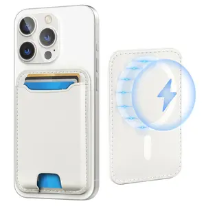 Magnetic Wallet Card Holder for IPhone Leather Magnetic Phone Wallet with Powerful Magnet, RFID Blocking, Fit 4 Cards TikTokShopBacktoSchool Electronic Gadgets Camera Cellphone Smartphone Portable Durability  White【Christmas】