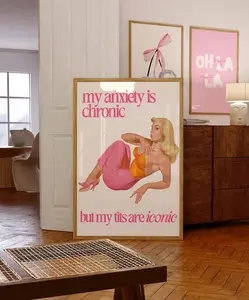 Retro Woman Funny Quote Social anxiety Poster