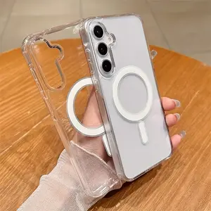 Magnetic Charge Case for Samsung Galaxy S25 S24 S23 S22 S21 Ultra Plus FE S25 Edge A15 A16 A26 A35 A36 A54 A55 A56 Ultra-Clear Acrylic Slim case