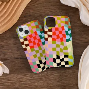 [HOT] Colorful Distorted Checkered Tough Magsafe Case Cover For iPhone Case Trendy Tough Case Ideal Gift For Everyone