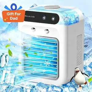【FathersDayGift】 Portable Air Conditioners, 3-In-1 Cooling Fan with 2-Speed Mist Fan, Built-In 1800mah Battery, 500ml Water Tank, Air Cooler for Traveling, Office, Living Room, Bedroom
