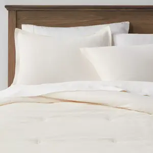 Threshold 3-Piece Comforter Set Cotton Velvet Finish OEKO-TEX, Cream, King