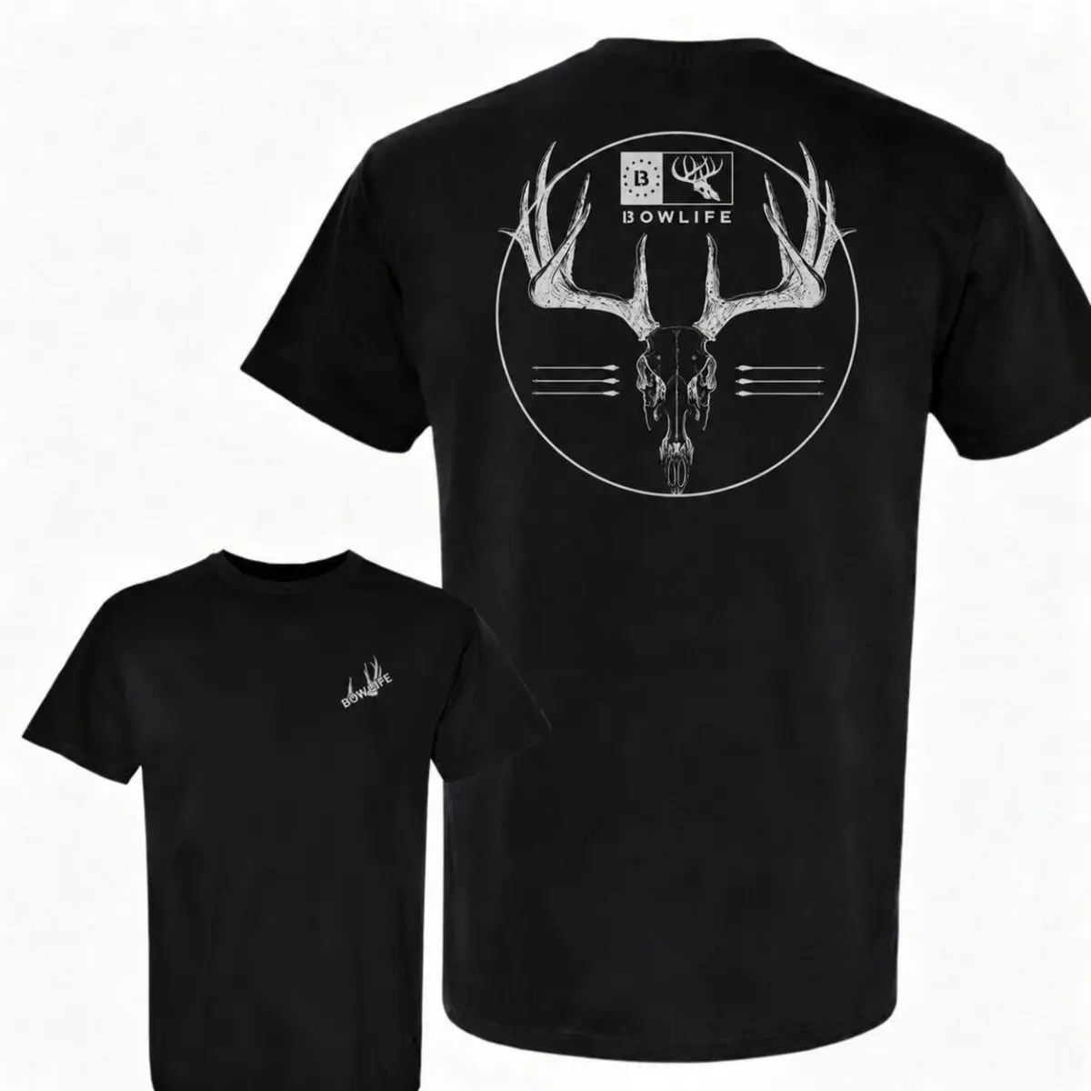 Bow Life Deer Skull Shirt, Deer Hunting Archery Tee, Buck Skull Graphic T-Shirt, Bowhunter Shirt, Whitetail Hunting Tee, Double Sided Gift
