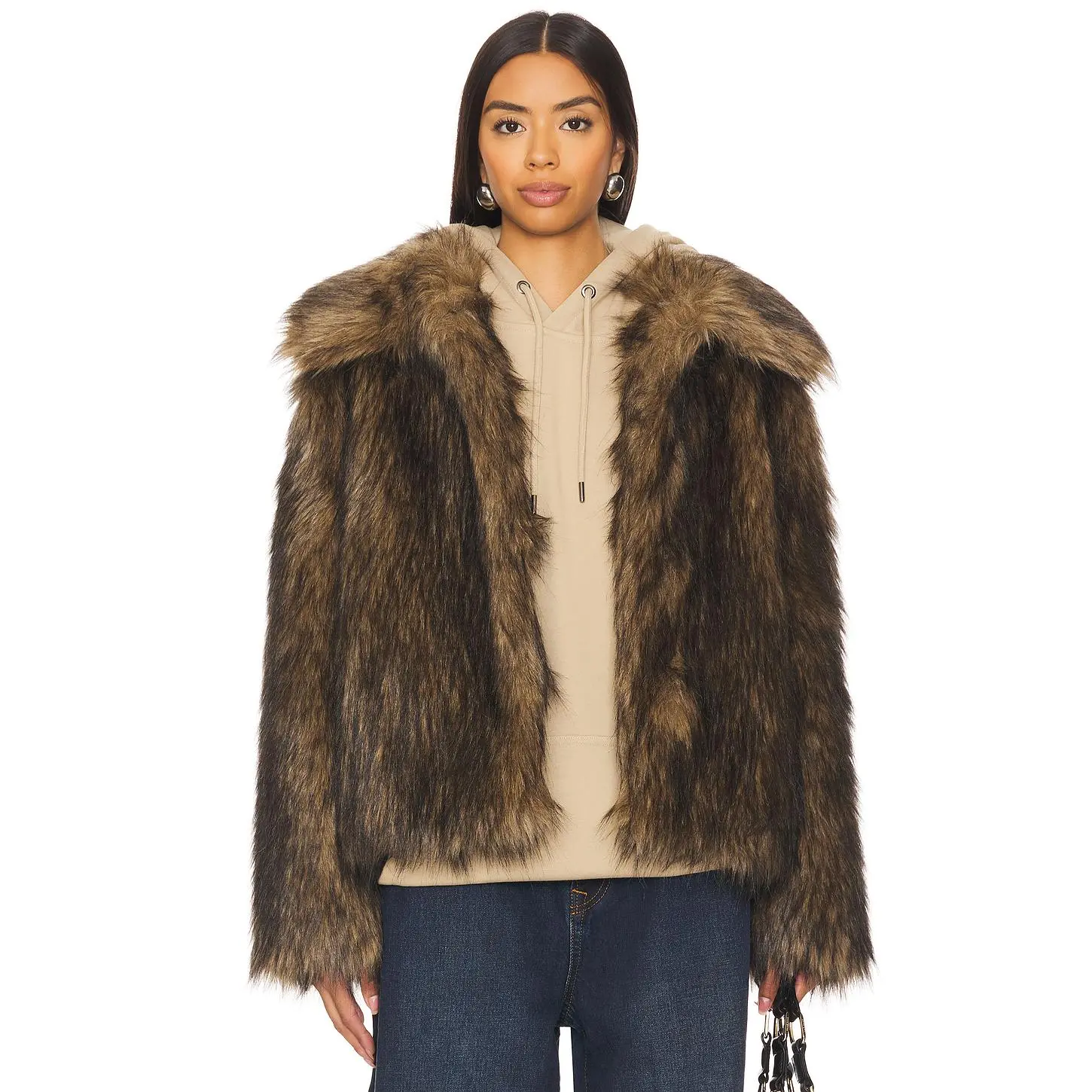 superdown Kennedy Faux Fur Coat in Brown