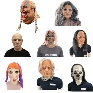 Realistic Silicone Bald Head Mask,Golden haired witch mask, realistic old man mask  cosplay Party Prop  Halloween Mask