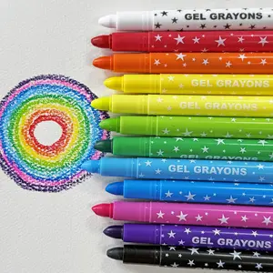 Washable Colored Gel Crayons, 12pcs/set Non-toxic Twistable Crayons Set for Coloring, Painting, Silky Crayons, Ideal for Paper
