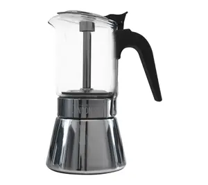 The London Sip Stainless Steel Espresso Maker 6-cup, Glass