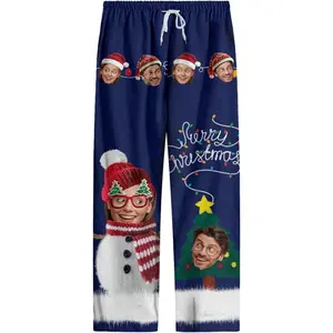 Custom Pajama Pants with Pet Face Photo, Personalized PJ Bottoms for Men & Women, Christmas Gift Idea T1