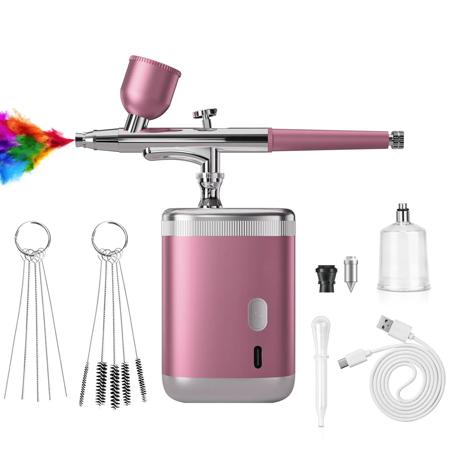 Airbrush Kit Air Brush Kit With Air Compressor Nail Charms Wireless Air Brush for Barber, Nail Art,Makeup, Model Painting Cutics
