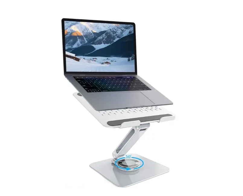 Adjustable Laptop Stand for Desk, Laptop Riser with 360 Rotating Base, Ergonomic Foldable Computer Holder Compatible with MacBook Pro Air, Tablet, All Notebooks 10-16 inch