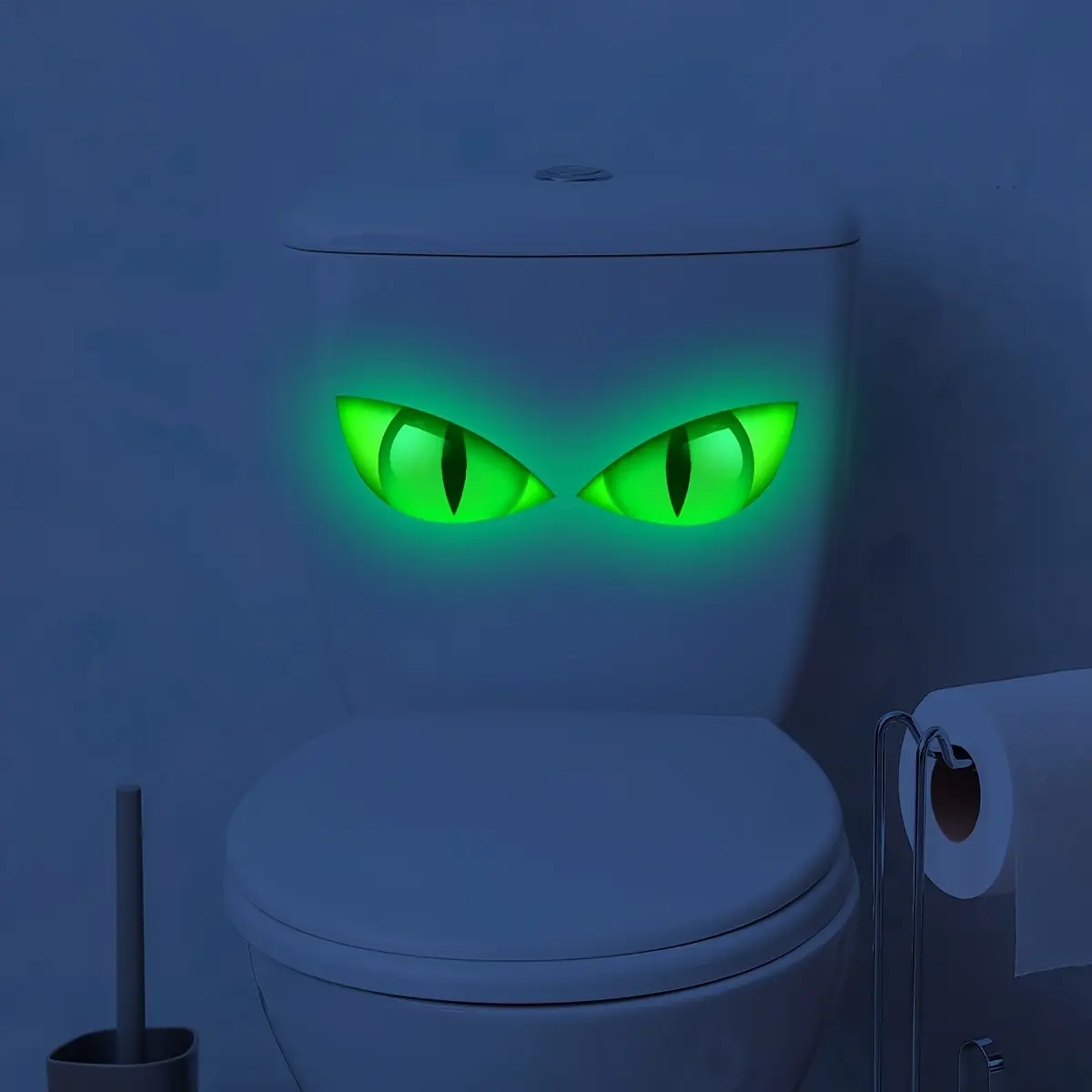 A new mysterious eye simple luminous toilet sticker for bathroom and restroom decoration background, size 10*20cm (YCG18543-YC)