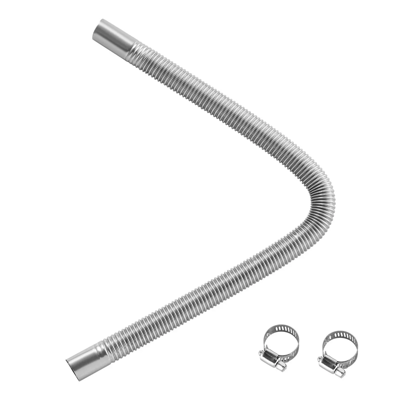 Diesel Heater Exhaust Hose 23.6-Inch Flexible Exhaust Pipe With Two Clamps, High Temperature Resistant, Heat Shielded, Durable Silicone-Lined Construction, Universal Fit For Portable Diesel Heaters, Replacement Part
