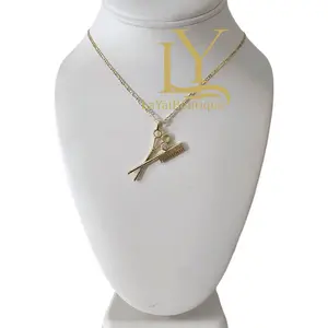 LaYaiBoutique #1658 Barber Pendant Necklace 14k Gold Plated HIGH QUALITY.