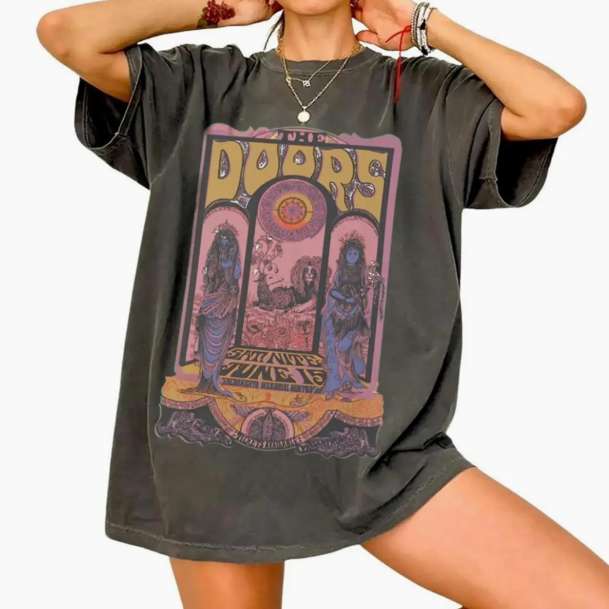 Women's Organic Cotton Vintage The Doors 60's Graphic Top - Retro Rock Band Apparel for Music Lovers, Graphic Shirts, Vintage T-Shirts, Gift Option
