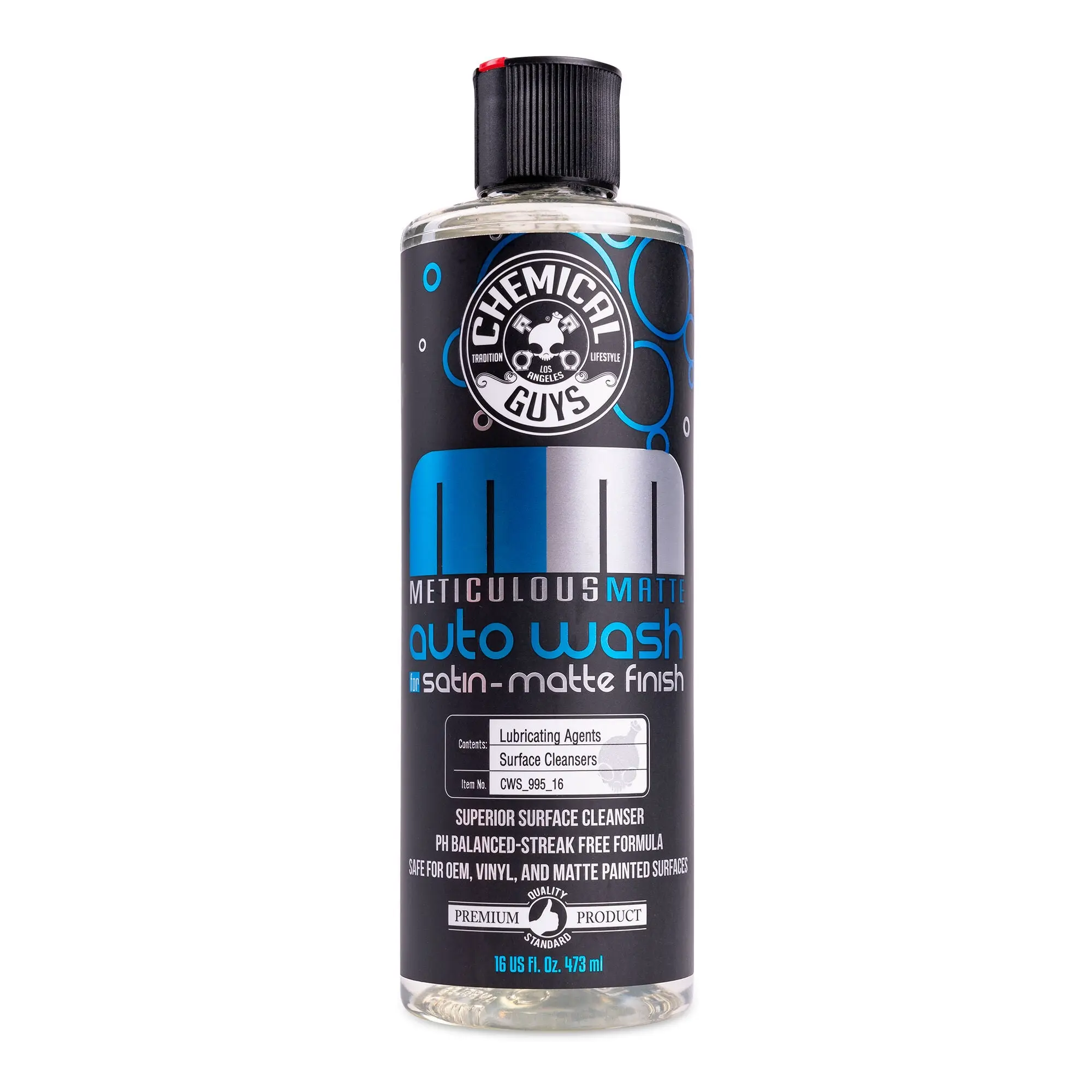 Chemical Guys Meticulous Matte Auto Wash Car Detailing Soap, 16oz pH-Balanced Gentle Cleaner, Non-Shiny Streak-Free for Matte-Satin Finishes, Safe for Wraps