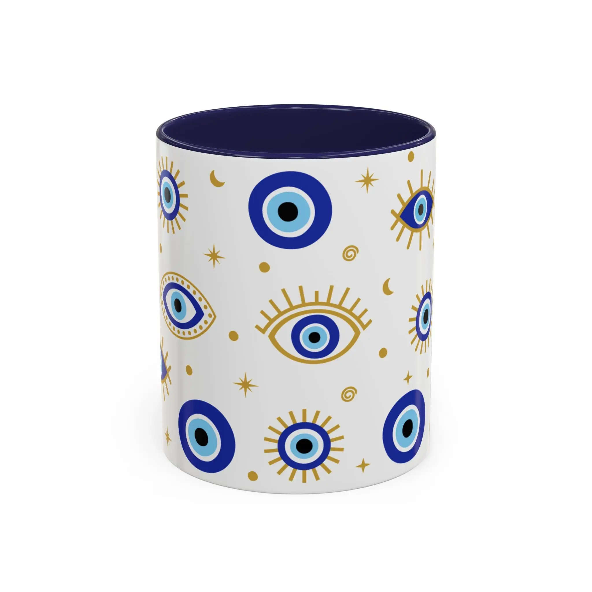 Evil Eye Ceramic Coffee Mug, 11oz,  Greek Eye, Ward Off Evil, Gift For Mom, Gift for Her Drinkware