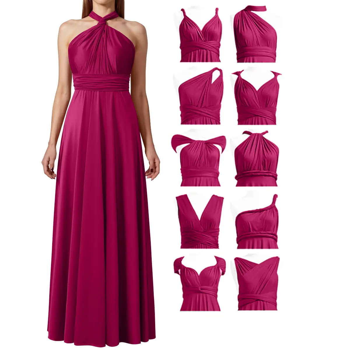 OYS Women's Sleeveless Adjustable Style Wedding Bridesmaid Formal Long Evening Dress