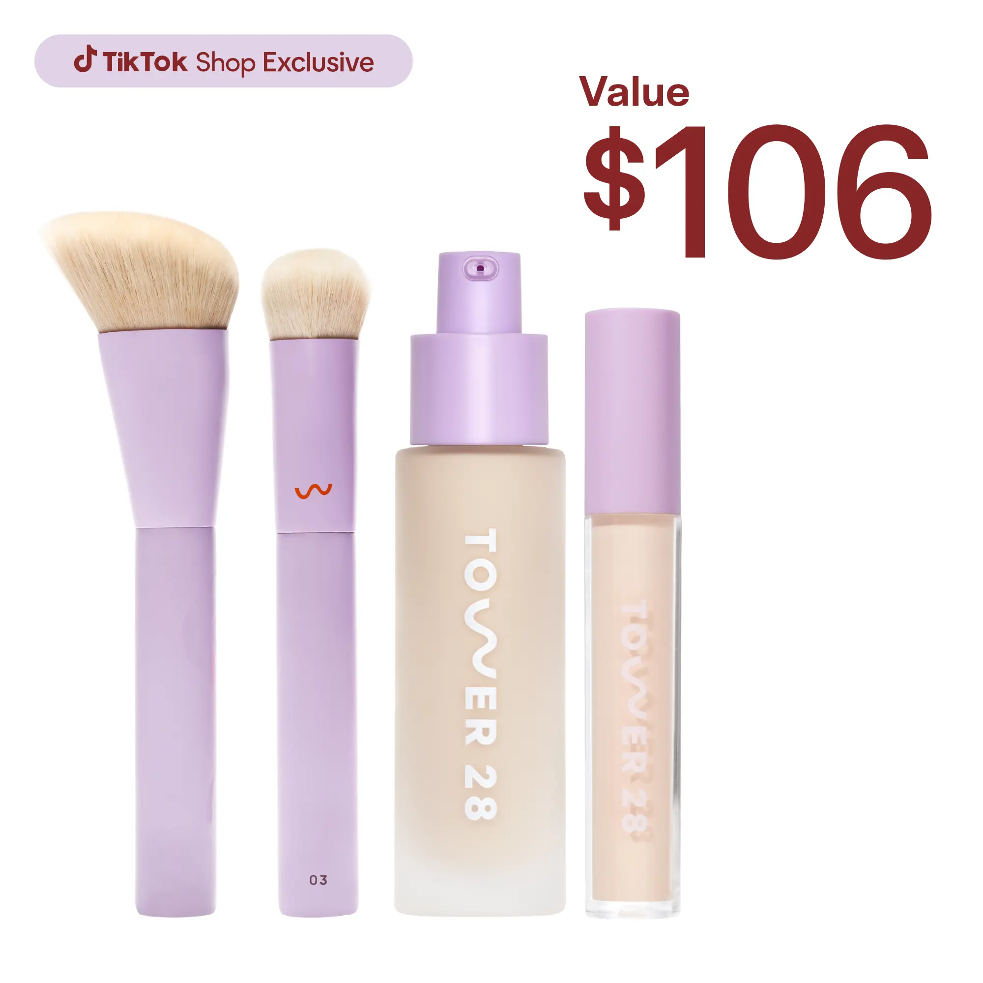 Tower 28 Complexion Set - Swipe Foundation, Concealer & 2 Brushes