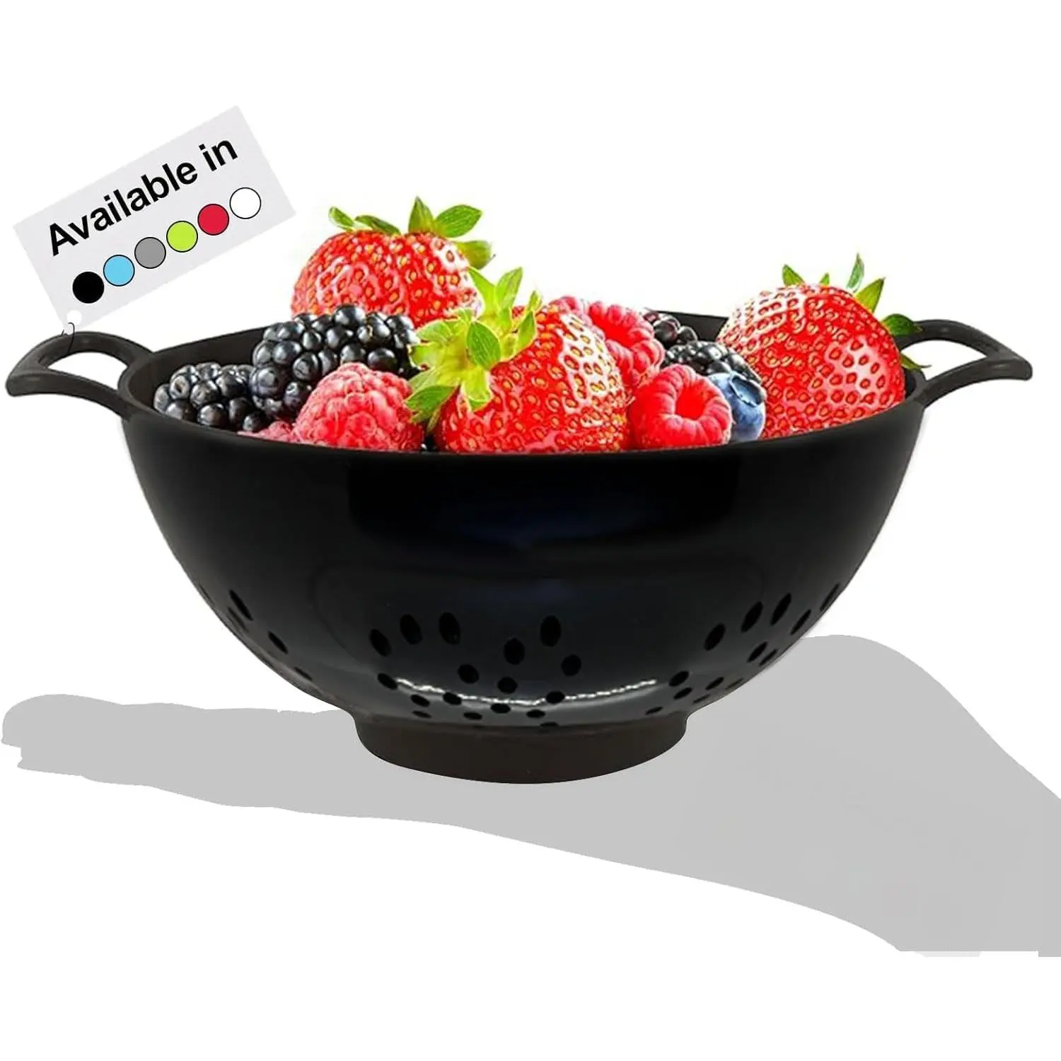 6-inch Small Colander, , Dishwasher Safe, Double Handles, Compact  Strainer for Berries, Veggies and Pasta, 3-Cup Capacity, Glossy Black