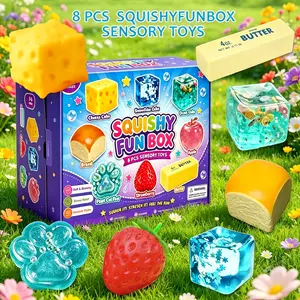 8-Piece Set Box Malt Sugar Stress Relief Fidget Toys, Sensory Bundle, Creative Slow-Return Squishy, Party Gift, 8 Different Styles,Squishy Fun Set