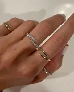 Diamond Wrap Ring Stackable Eternity Ring Set CZ Wedding Band Set Minimalist Bridal Ring Set Adjustable Wrap Ring Dainty CZ Rings