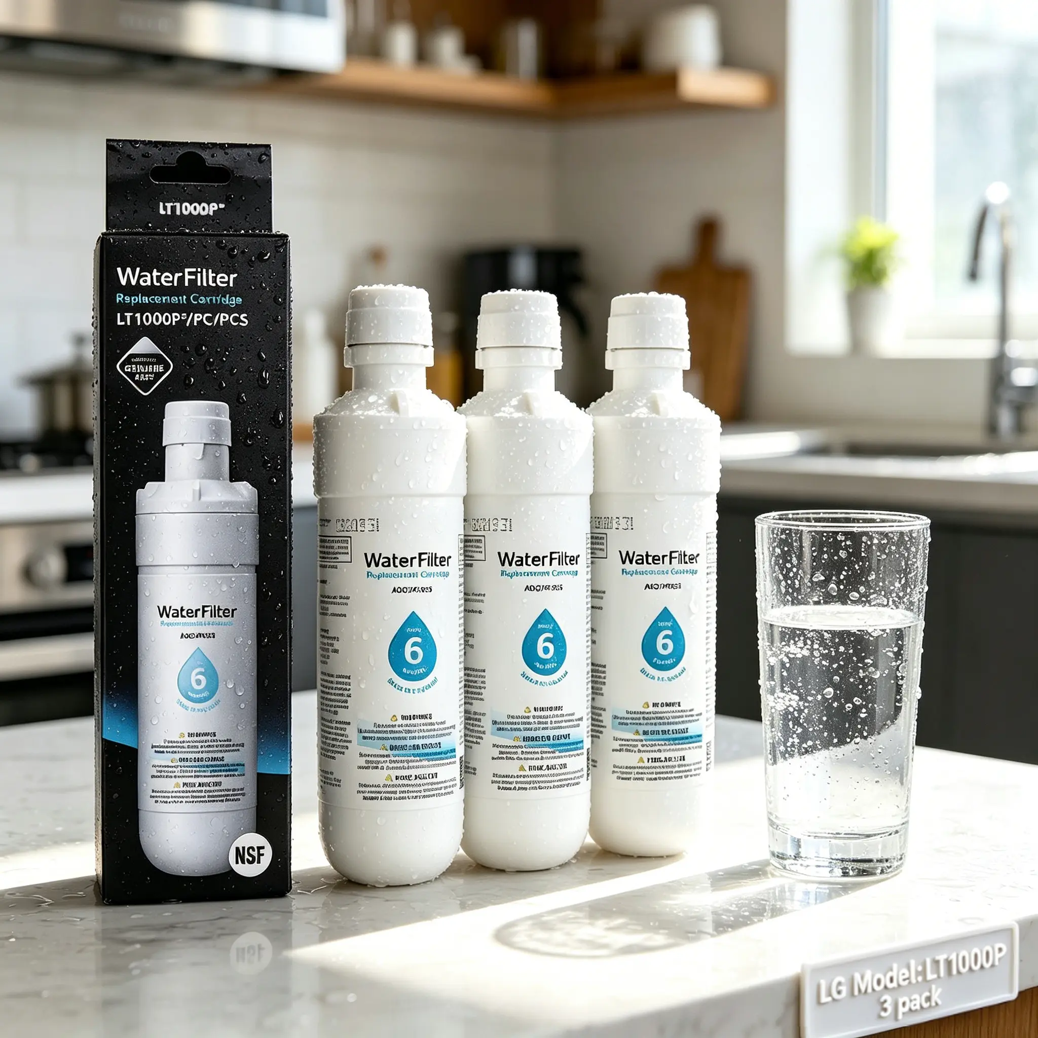For LG LT1000P Refrigerator Water Filter, Kenmore ADQ747935, LT1000, LT1000PC, MDJ64844601, ADQ74793501, ADQ74793502, LMXS28626S, LMXS30796S, RWF4700AC,3 Pack