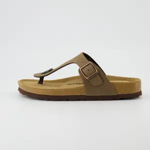 Cushionaire Women's Leah Cork Footbed Thong Sandal - Soft Genuine Suede Insoles, Adjustable Strap and Arch Support