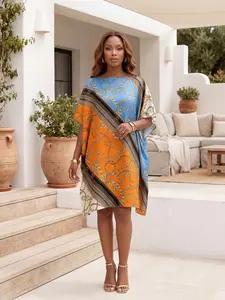 Women's Fashion Shawl, Beach Cover-Up, Loose and Breathable, Eye-Catching Print, Perfect for Vacation and Daily Wear, Summer Essential, Beachwear Cover Up