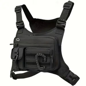 Men's Tactical Chest Bag with Phone Holder, Adjustable Shoulder Straps, Molle Webbing, Outdoor Running Cycling Camping Backpack