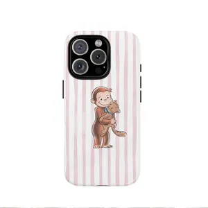 Cute striped monkey and kitten pattern Protective Phone Case Cover for iPhone17 17Air 16ProMax 16e 15 14 14 12mini 7Plus XR 2in1 Casing
