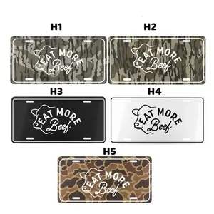 EAT MORE BEEF Camo License Plate 12" x 6" Aluminum Vanity Tag for US Vehicles Old School Bottomland Duck Woodland Camo Designs Best Gift