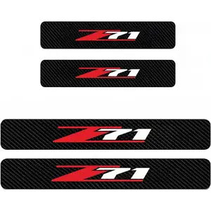 4PCS Door sill Fiber Style Decal enhances The Rugged Look of The Door Entry Protection Trim for GMC Colorado Tahoe Suburban Silverado Sierra 1500 Compatibl