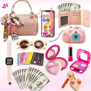 Children Jewelry Toys Set, 32-Piece Pretend Play Costume Accessories, Includes Handbag, Glasses, Camera, Phone, Watch, Scarf, Wallet, Girls Ages 3-6+
