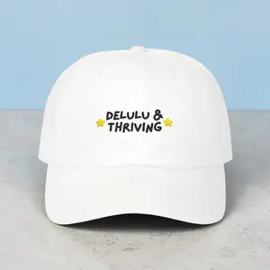 Delulu & Thriving Dad Cap | Cute Aesthetic Hat | Trendy Embroidered Baseball Cap
