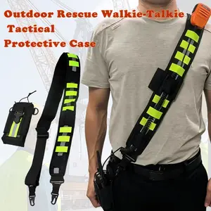 Rescue Team Fluorescent Harness Radio Backpack, Firefighting Tactical Shoulder Strap, Adjustable Belt, Portable Crossbody Bag, Radio Accessories