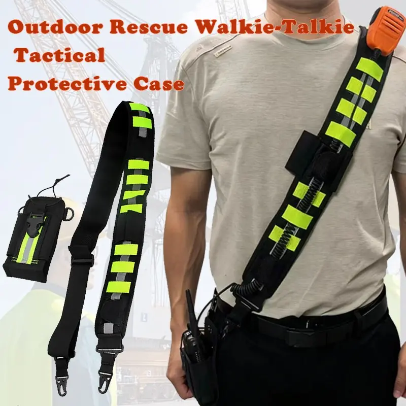 Rescue Team Fluorescent Harness Radio Backpack, Firefighting Tactical Shoulder Strap, Adjustable Belt, Portable Crossbody Bag, Radio Accessories
