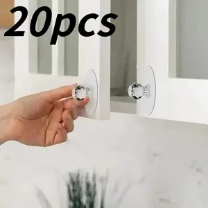 20pcs Invisible Door Handles, Self-Adhesive Transparent Pull Handles, No Drilling, Cabinet Drawer Wardrobe Glass Window Door Handles