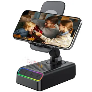 Wireless Bluetooth-compatible Speaker Bt5.3, Multifunctional Desktop Speaker, Five-In-One Phone Stand with LED Light, Compatible with iPhone & Android Phones, No Battery Included