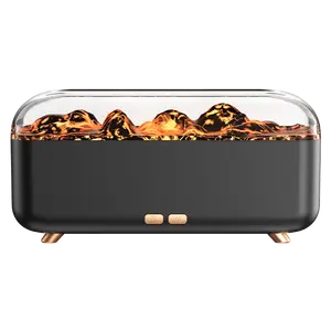 Essential Oil Diffuser 300ml Flame Fireplace Aromatherapy Cool Mist Humidifier with 7-Color Night Light Auto Shut-Off for Quiet Home Office Bedroom Use Moisturizing