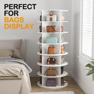 7-Tier Rotating Shoe Rack Tower - Free Standing Spinning Shoes Organizer, 360° Vertical Spinning Shoe Display Lazy Susan